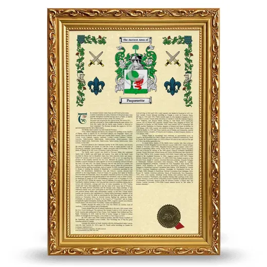 Paquerette Armorial History Framed - Gold