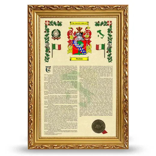 Parisio Armorial History Framed - Gold