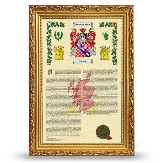 Parklie Armorial History Framed - Gold