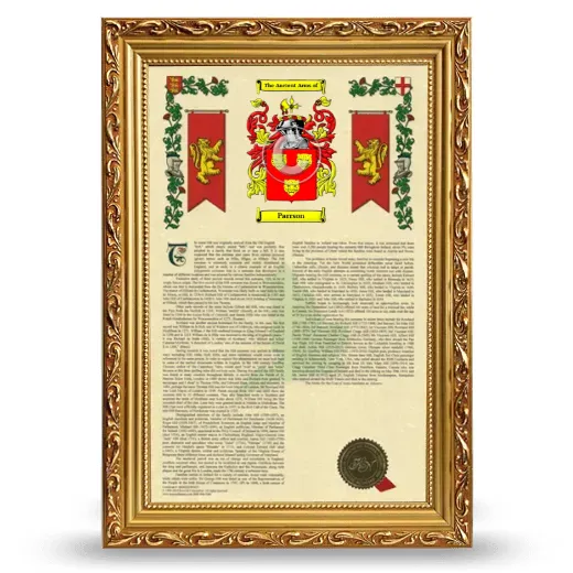 Parrson Armorial History Framed - Gold