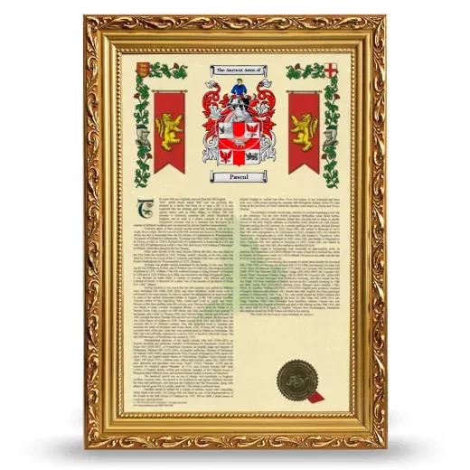 Pascul Armorial History Framed - Gold
