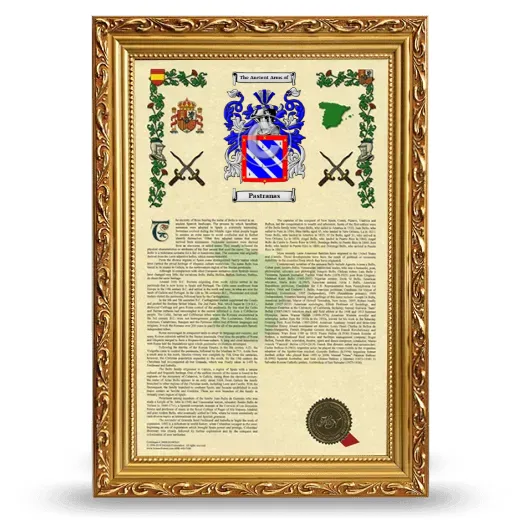 Pastranas Armorial History Framed - Gold