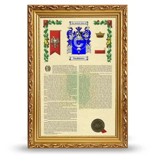 Paszkiewicz Armorial History Framed - Gold