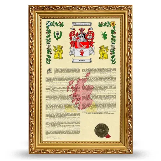Patilo Armorial History Framed - Gold