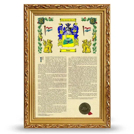 Paws Armorial History Framed - Gold