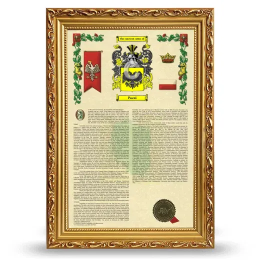 Pazzi Armorial History Framed - Gold