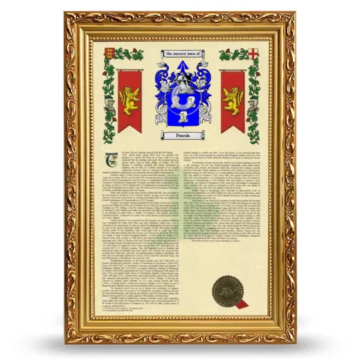 Peavis Armorial History Framed - Gold