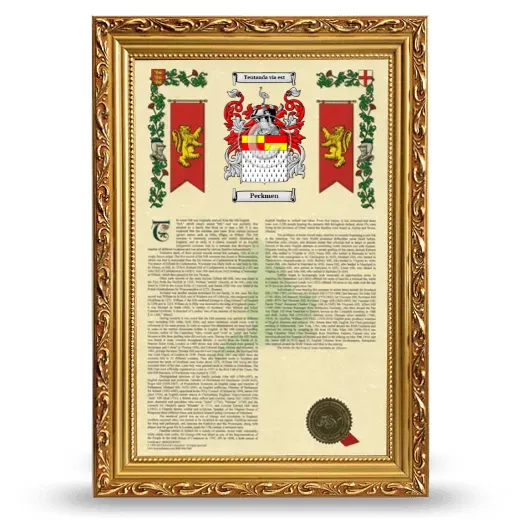 Peckmen Armorial History Framed - Gold