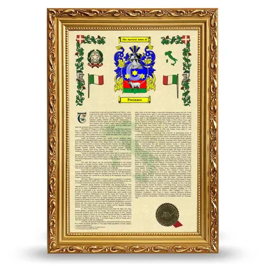 Pecoraro Armorial History Framed - Gold