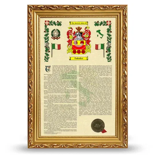 Pedrolini Armorial History Framed - Gold