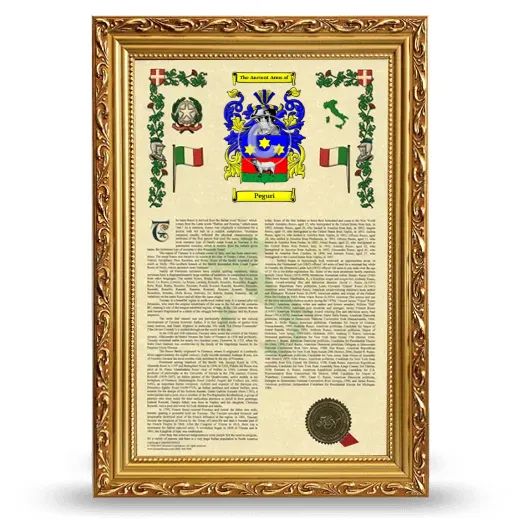 Peguri Armorial History Framed - Gold