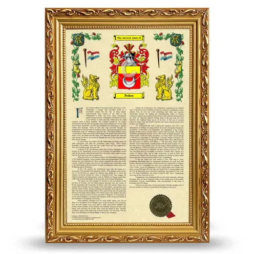 Peiter Armorial History Framed - Gold