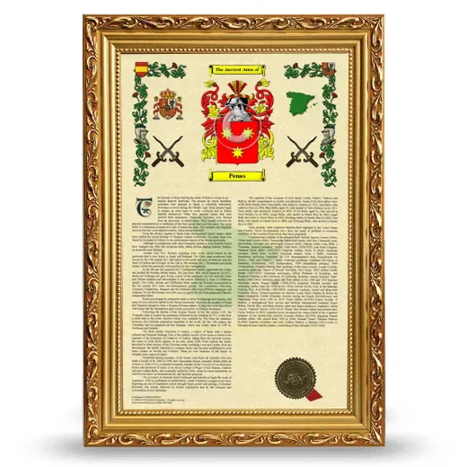 Penas Armorial History Framed - Gold