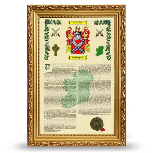 Pendergraft Armorial History Framed - Gold