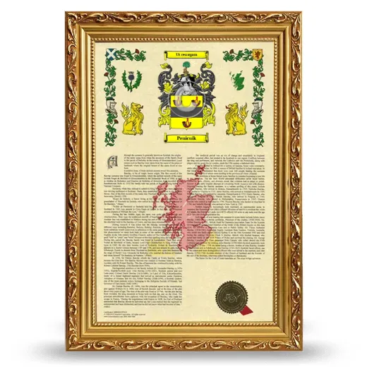 Penicuik Armorial History Framed - Gold