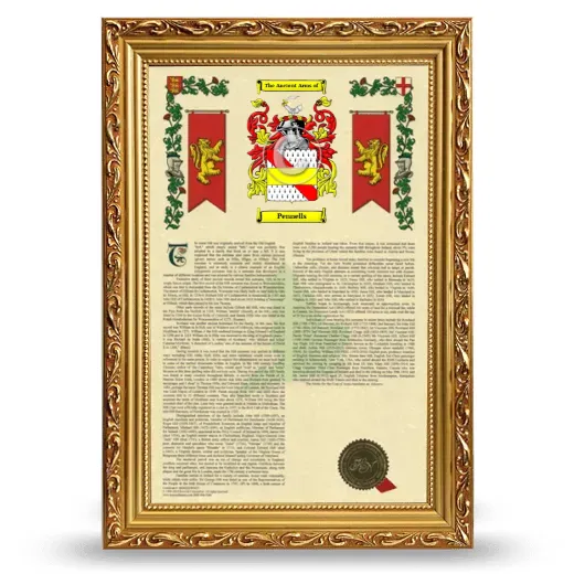 Pennells Armorial History Framed - Gold