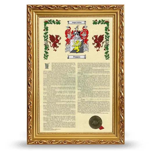Pennen Armorial History Framed - Gold