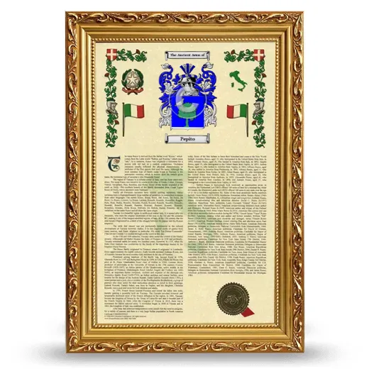 Pepito Armorial History Framed - Gold