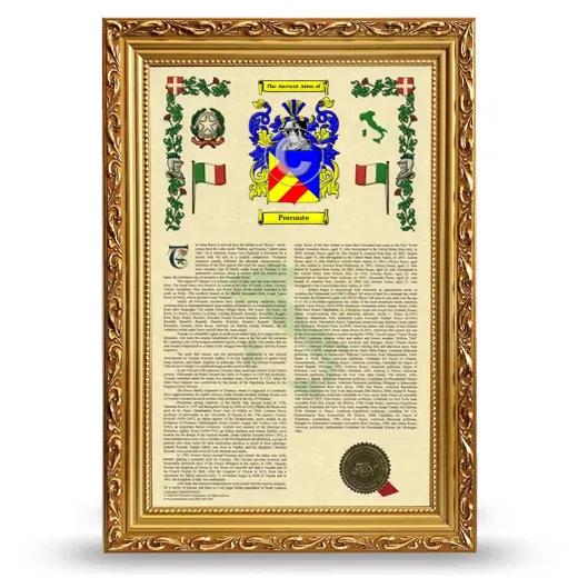 Perconte Armorial History Framed - Gold