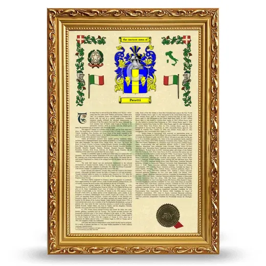 Peretti Armorial History Framed - Gold
