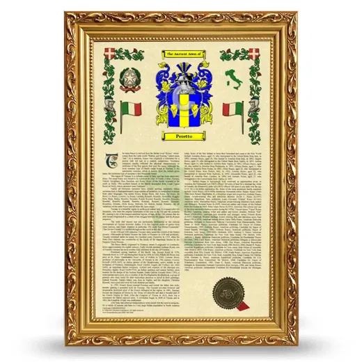 Peretto Armorial History Framed - Gold