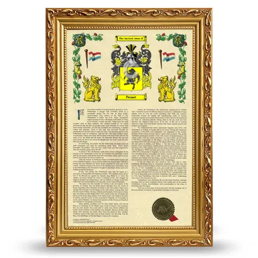 Pernet Armorial History Framed - Gold