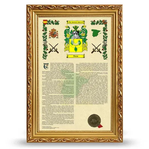Perra Armorial History Framed - Gold
