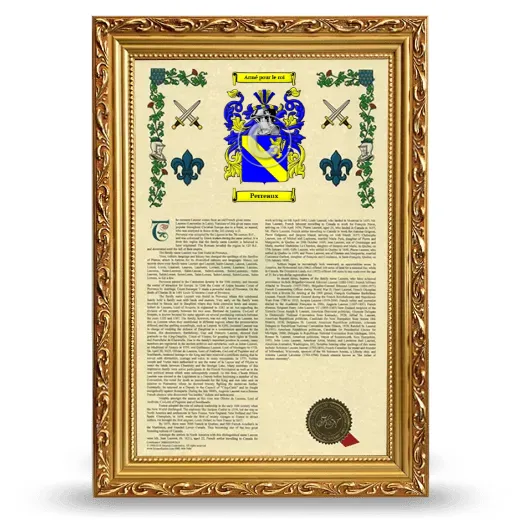 Perreaux Armorial History Framed - Gold