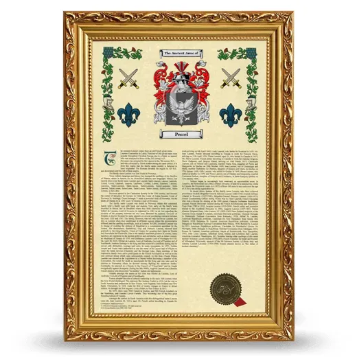 Perrel Armorial History Framed - Gold