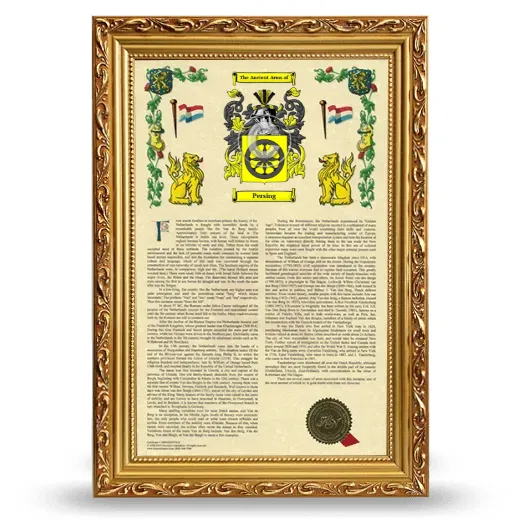 Persing Armorial History Framed - Gold