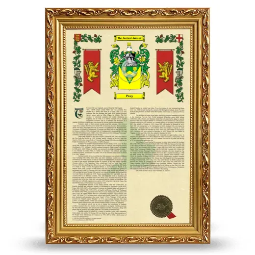 Pery Armorial History Framed - Gold