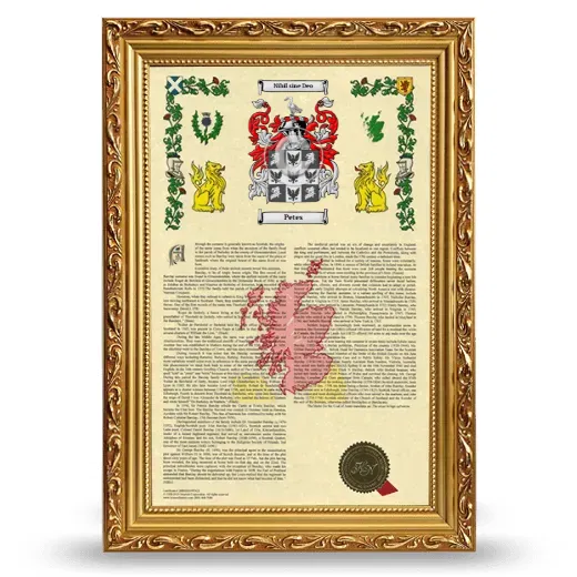 Petes Armorial History Framed - Gold