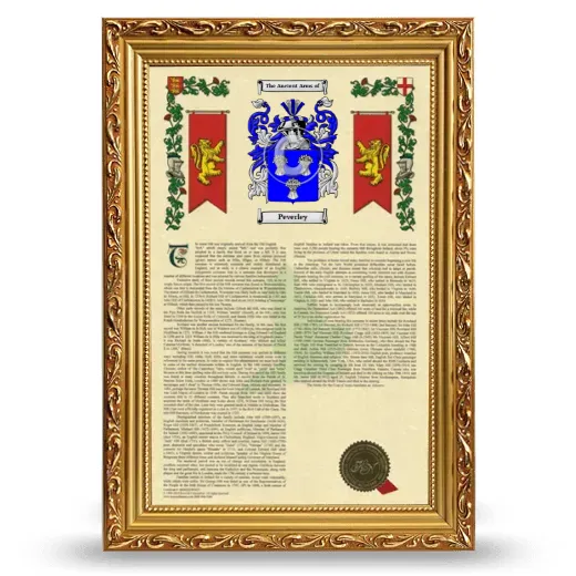 Peverley Armorial History Framed - Gold