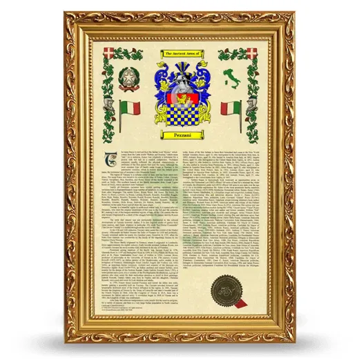 Pezzani Armorial History Framed - Gold