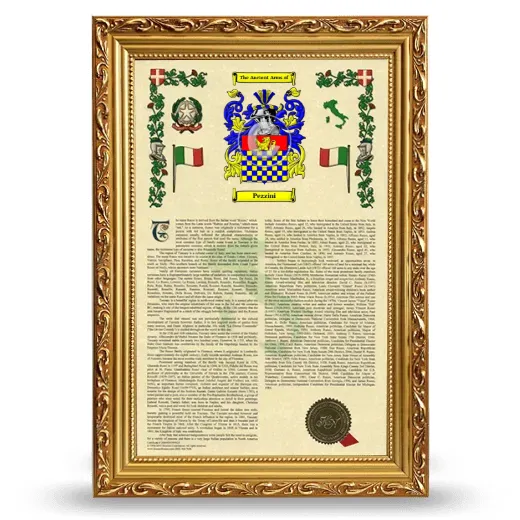 Pezzini Armorial History Framed - Gold
