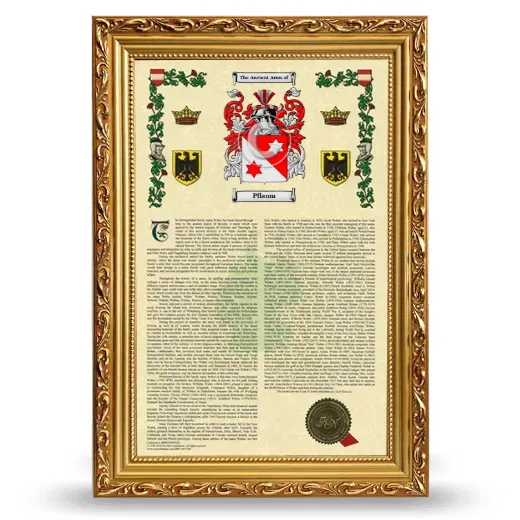 Pflaum Armorial History Framed - Gold