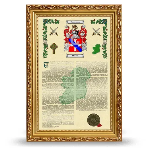 Phares Armorial History Framed - Gold