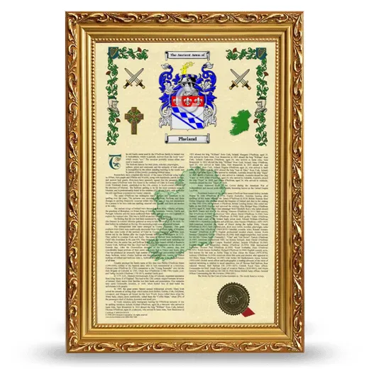 Pheland Armorial History Framed - Gold