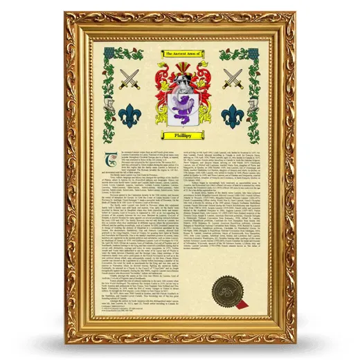 Phillipy Armorial History Framed - Gold