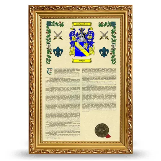 Pieyre Armorial History Framed - Gold