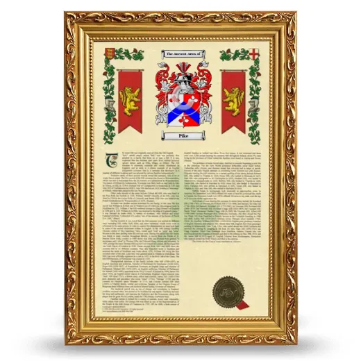 Pike Armorial History Framed - Gold