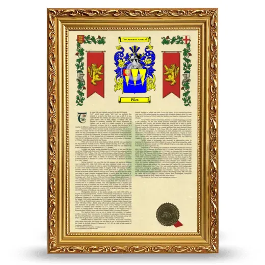 Piles Armorial History Framed - Gold