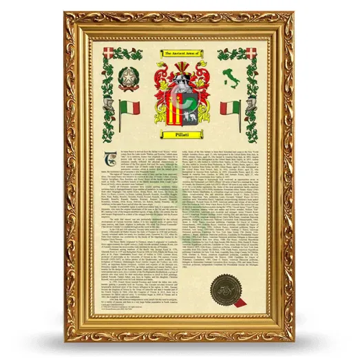 Pillati Armorial History Framed - Gold