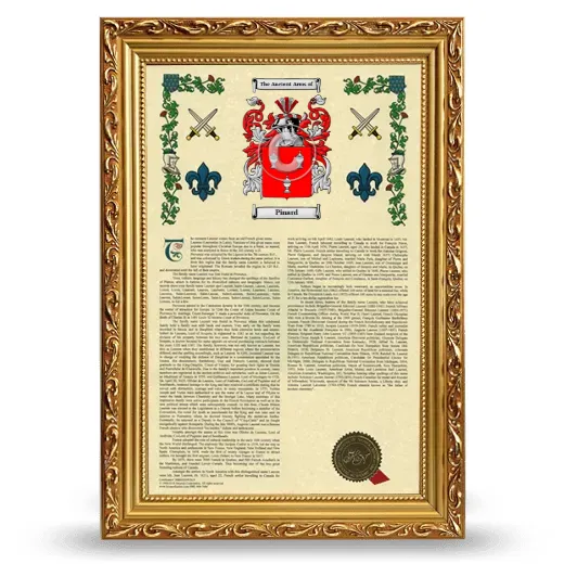 Pinard Armorial History Framed - Gold