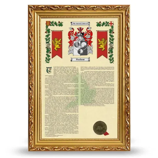 Pinchent Armorial History Framed - Gold