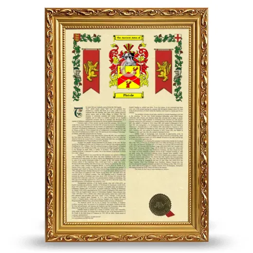 Pistole Armorial History Framed - Gold