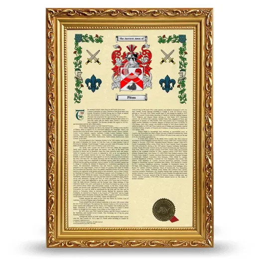 Piton Armorial History Framed - Gold