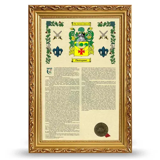 Plantaganet Armorial History Framed - Gold