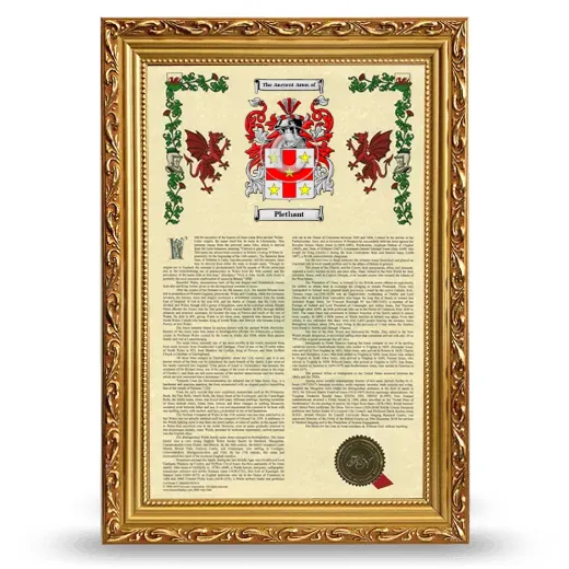 Plethant Armorial History Framed - Gold