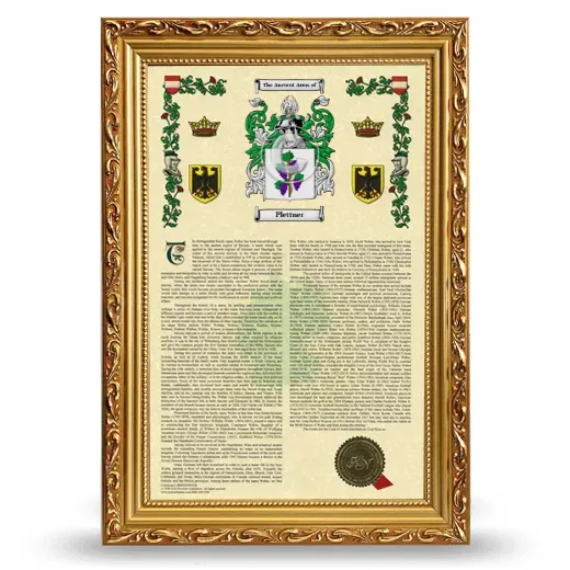 Plettner Armorial History Framed - Gold